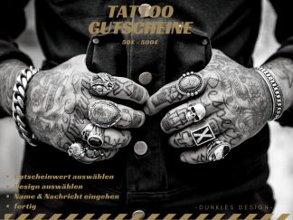 Tattoo Gutschein 50€ - 500€ (dunkles Gutschein Design)